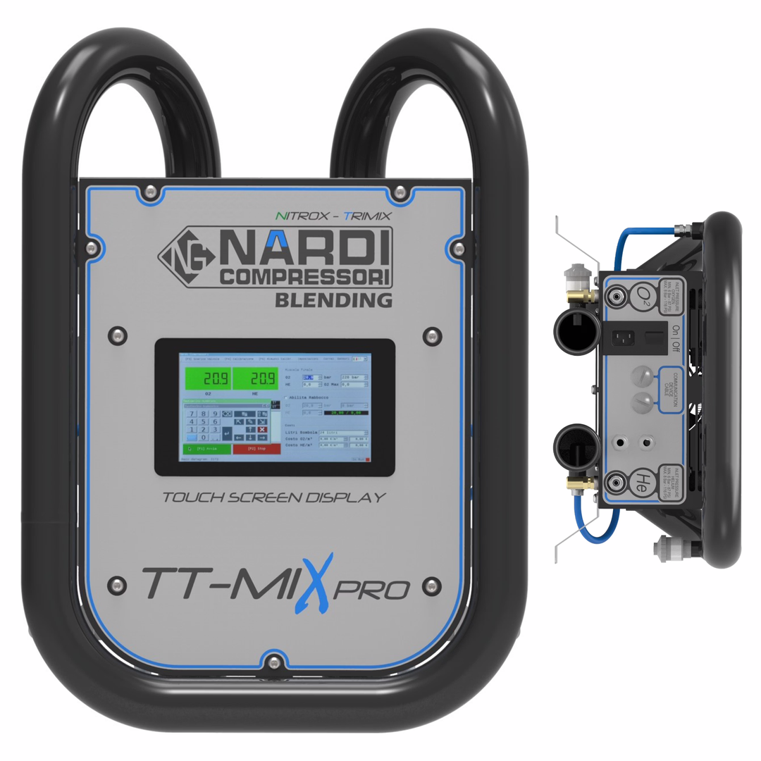 Nardi TT-MIX Pro gas blending installation in a dive centre fill room