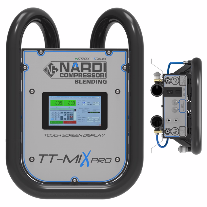 Nardi TT-MIX Pro gas blending installation in a dive centre fill room