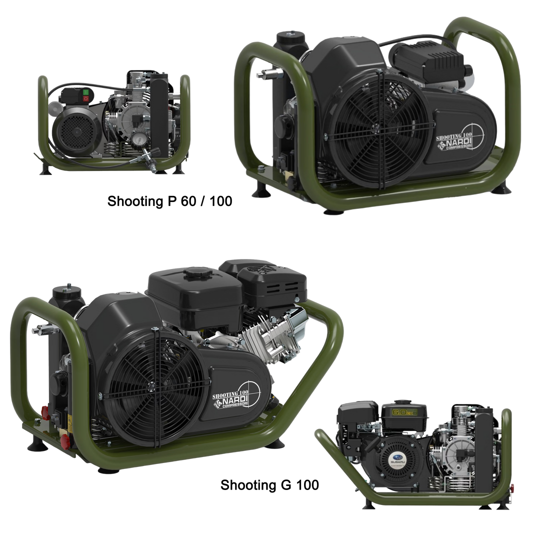 Nardi Paintball and PCP 100 compressors, electric and gasoline