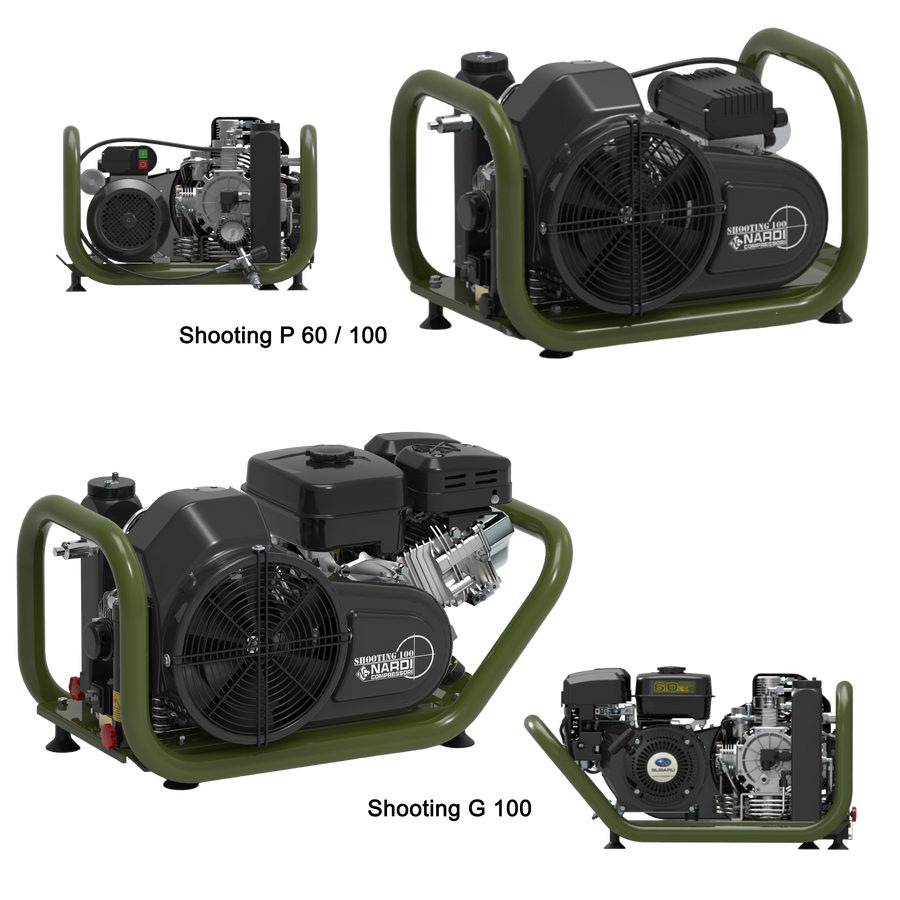 Nardi Paintball and PCP 100 compressors, electric and gasoline